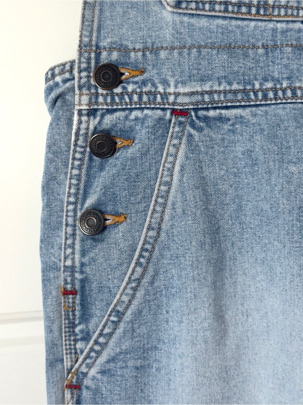 Vintage 90s Limited Denim Bib Overalls Medium Blue Slouchy Straight Leg Workwear - Picture 6 of 16